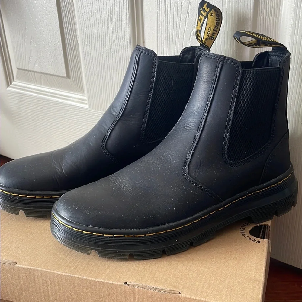 Dr. Martens Black Chelsea Boots with Yellow Stitching - Picture 3 of 7